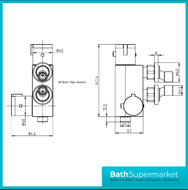 Sognare Brushed Brass Round Douche Thermostatic Vertical Bar Valve