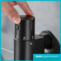 Sognare Matt Black Round Douche Thermostatic Vertical Bar Valve