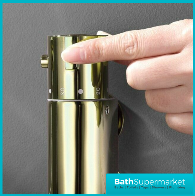 Sognare Brushed Brass Round Douche Thermostatic Vertical Bar Valve