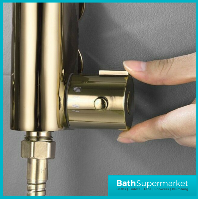 Sognare Brushed Brass Round Douche Thermostatic Vertical Bar Valve - Image 6