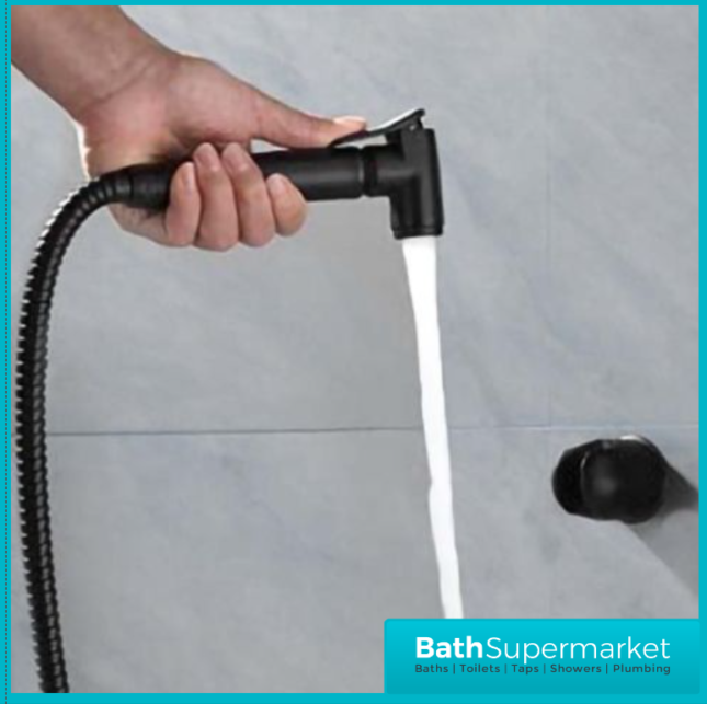 Sognare Matt Black Douche Shower Spray Bidet Handset With Flexible Hose & Holder