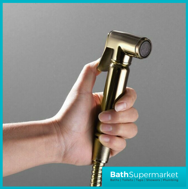 Sognare Brushed Brass Douche Shower Spray Bidet Handset With Flexible Hose & Holder - Image 7
