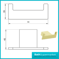 Sognare Roma Curved Square Brushed Brass Wall Mounted Bathroom Rail Holder Hook Accessories - Image 6
