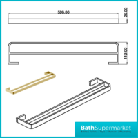 Sognare Como Curved Square Brushed Brass Wall Mounted Bathroom Rail Holder Hook Accessories