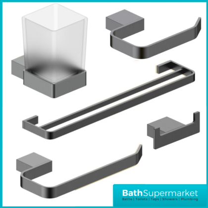 Sognare Como Curved Square Gunmetal Wall Mounted Bathroom Rail Holder Hook Accessories