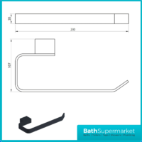 Sognare Mono Curved Square Matt Black Wall Mounted Bathroom Rail Holder Hook Accessories - Image 8