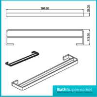 Sognare Como Curved Square Matt Black Wall Mounted Bathroom Rail Holder Hook Accessories