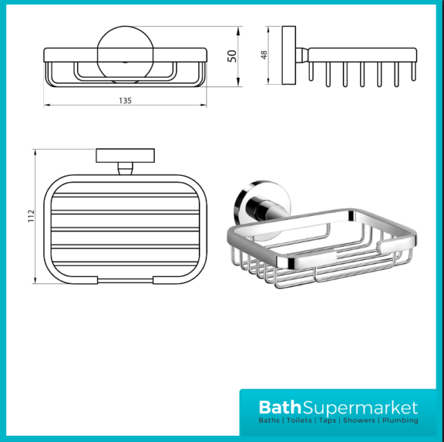 Sognare Delta Round Chrome Wall Mounted Bathroom Shelf Holder Toilet Accessories - Image 2