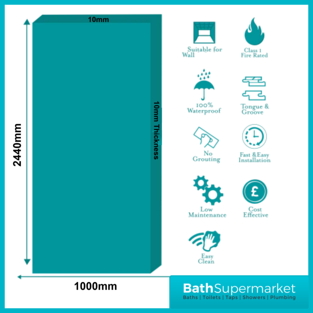 Maxplas White Gloss 10mm UPVC Wall Panel 1000mm x 2440mm