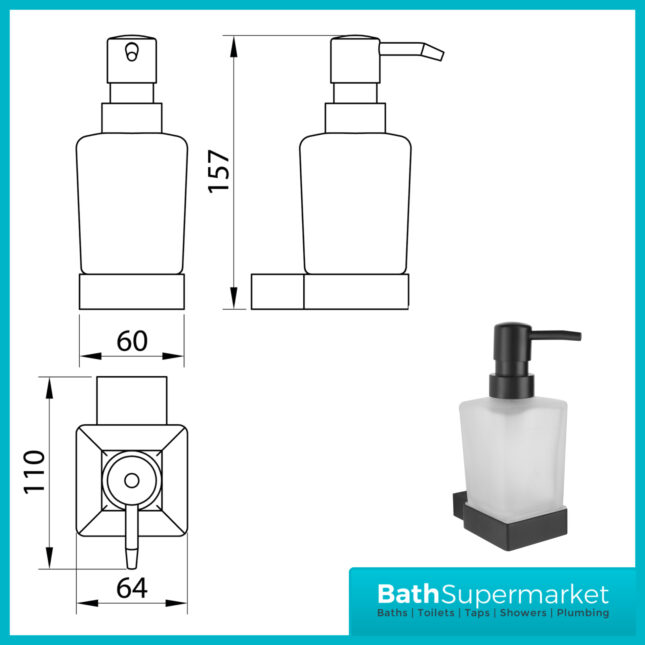Sognare Como Curved Square Matt Black Bathroom Wall Mounted Toilet Holder Accessories Set