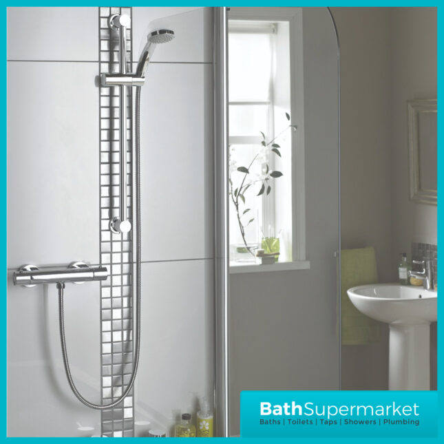 Bristan Frenzy Chrome Thermostatic Bar Shower With Multi Function Handset Kit