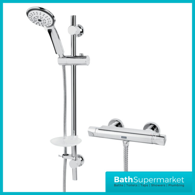 Bristan Artisan Chrome Thermostatic Bar Valve Multi Function Riser Rail Handset Shower