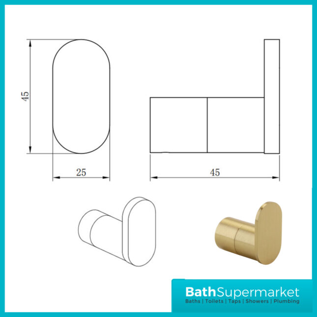 Aeris Brushed Brass Round Bathroom Wall Mounted Rail Holder Toilet Accessories