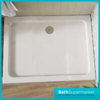 Shires White Rectangular Slim Height Shower Tray With Chrome Waste 1700mm x Various Widths