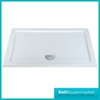 Shires White Rectangular Slim Height Shower Tray With Chrome Waste 1700mm x Various Widths