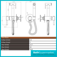 Sognare Matt Black Round Douche Shower Handset Flexi Hose Holder & Outlet Elbow Mixer Kit