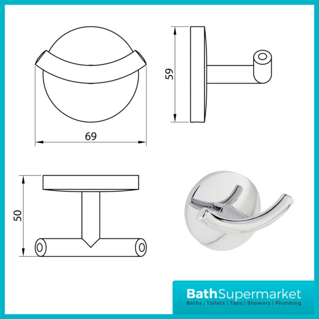 Sognare Como Round Chrome Wall Mounted Bathroom Rail Holder Toilet Accessories
