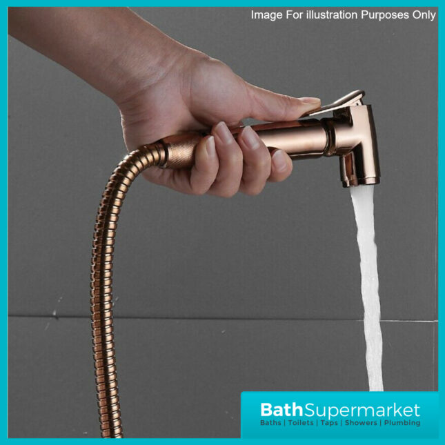 Sognare Brushed Bronze Round Douche Shower Handset Flexi Hose Holder & Outlet Elbow Mixer Kit
