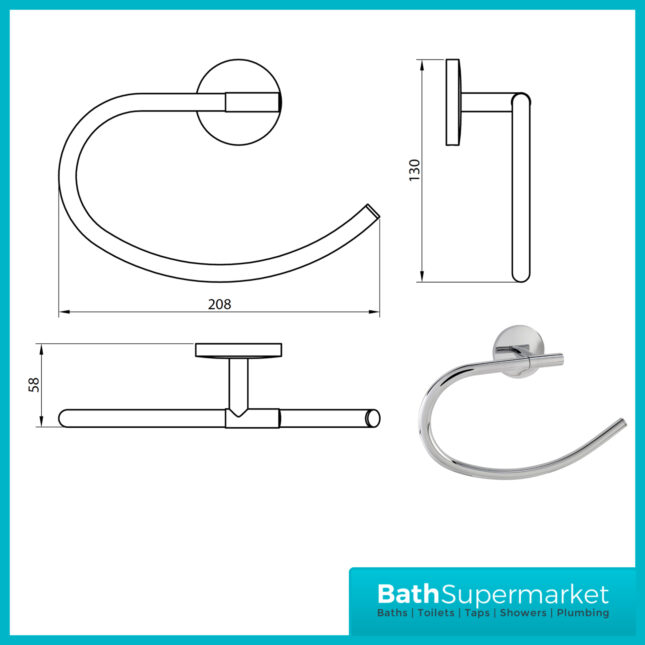 Sognare Como Round Chrome Wall Mounted Bathroom Rail Holder Toilet Accessories