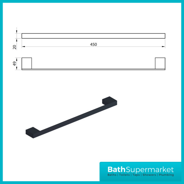 Sognare Como Curved Square Matt Black Bathroom Wall Mounted Toilet Holder Accessories Set