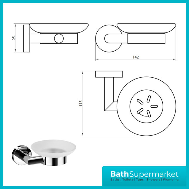 Sognare Como Round Chrome Wall Mounted Bathroom Rail Holder Toilet Accessories Set