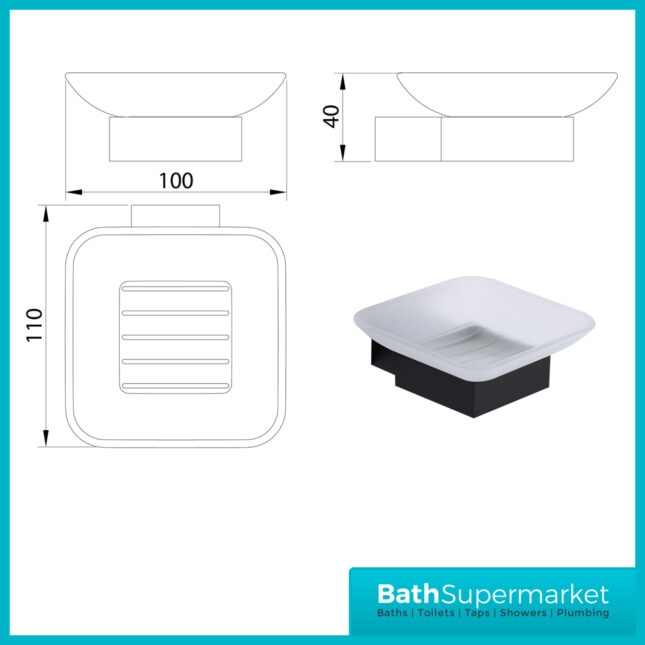 Sognare Como Curved Square Matt Black Bathroom Wall Mounted Toilet Holder Accessories Set
