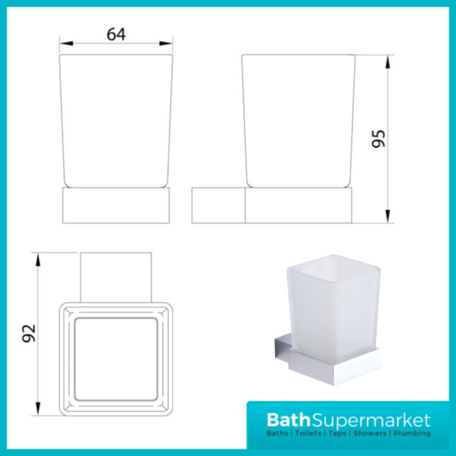 Sognare Como Curved Square Chrome Wall Mounted Bathroom Rail Holder Hook Accessories