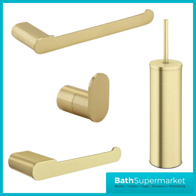 Aeris Brushed Brass Round Bathroom Wall Mounted Rail Holder Toilet Accessories