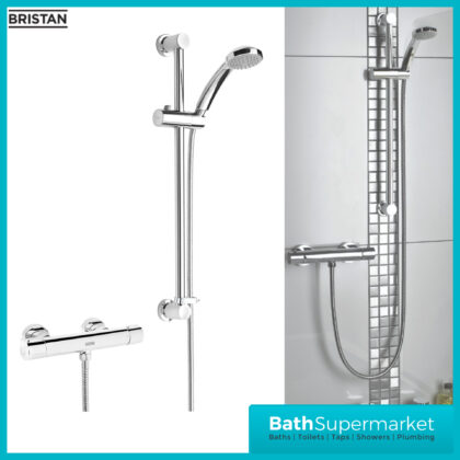 Bristan Frenzy Chrome Thermostatic Bar Shower With Multi Function Handset Kit