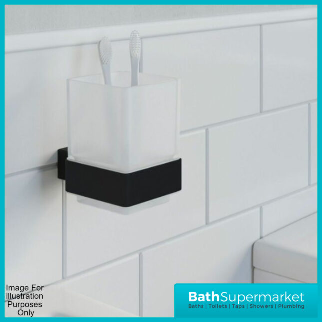 Sognare Como Curved Square Matt Black Wall Mounted Bathroom Rail Holder Hook Accessories