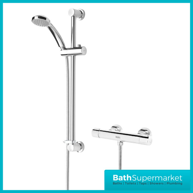 Bristan Frenzy Chrome Thermostatic Bar Shower With Multi Function Handset Kit