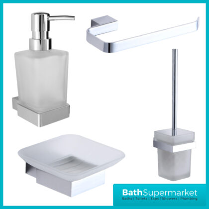 Sognare Como Curved Square Chrome Bathroom Wall Mounted Toilet Accessories Set