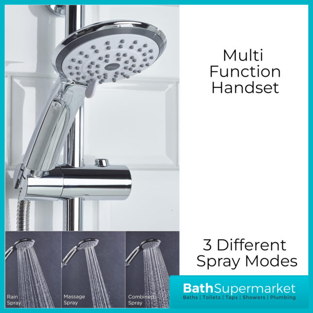 Bristan Artisan Chrome Thermostatic Bar Valve Multi Function Riser Rail Handset Shower