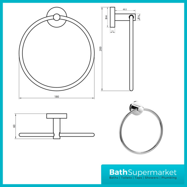 Sognare Como Round Chrome Wall Mounted Bathroom Shelf Holder Toilet Accessories