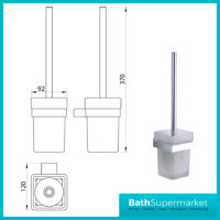 Sognare Como Curved Square Chrome Bathroom Wall Mounted Toilet Accessories Set