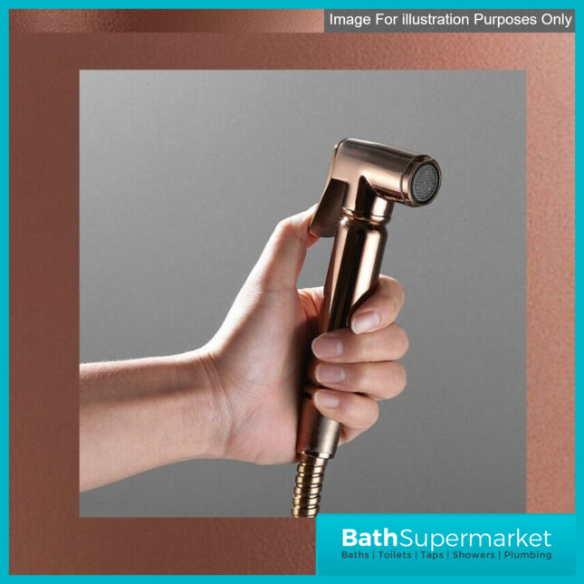 Sognare Brushed Bronze Round Douche Shower Handset Flexi Hose Holder & Outlet Elbow Mixer Kit