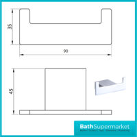 Sognare Como Curved Square Chrome Wall Mounted Bathroom Rail Holder Hook Accessories