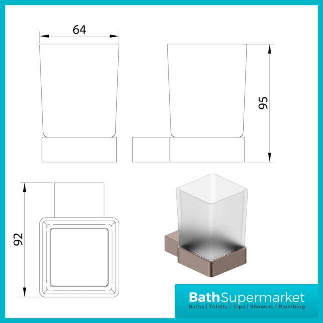 Sognare Como Curved Square Brushed Bronze Wall Mounted Bathroom Rail Holder Hook Accessories