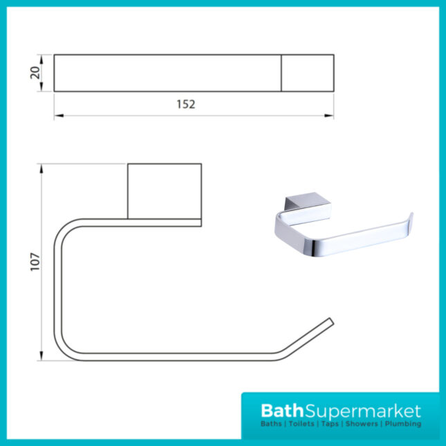 Sognare Como Curved Square Chrome Wall Mounted Bathroom Rail Holder Hook Accessories