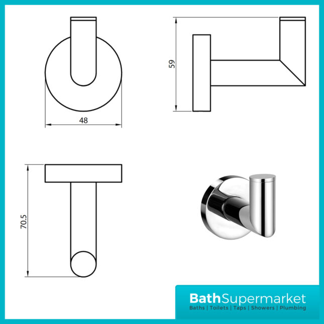 Sognare Como Round Chrome Wall Mounted Bathroom Rail Holder Toilet Accessories Set