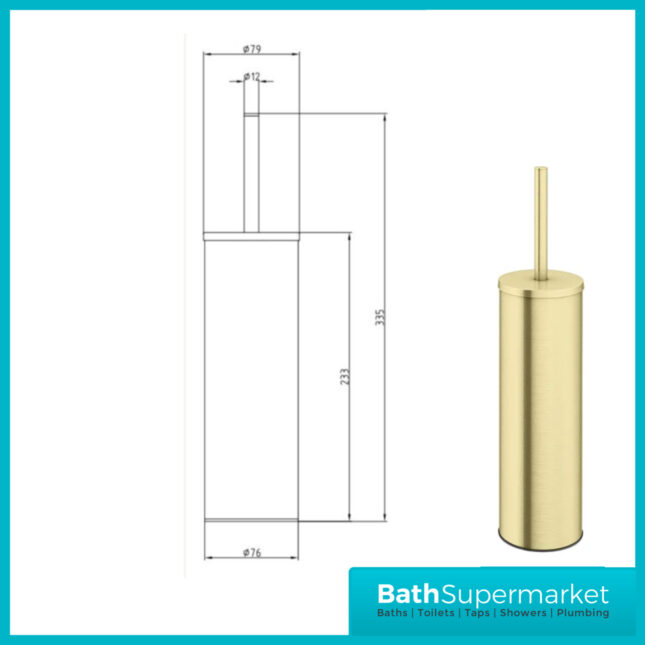 Aeris Brushed Brass Round Bathroom Wall Mounted Rail Holder Toilet Accessories