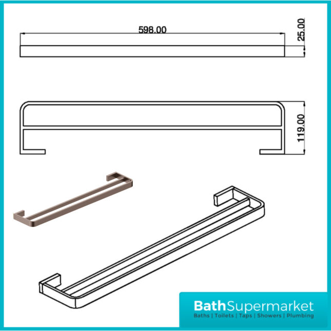 Sognare Como Curved Square Brushed Bronze Wall Mounted Bathroom Rail Holder Hook Accessories