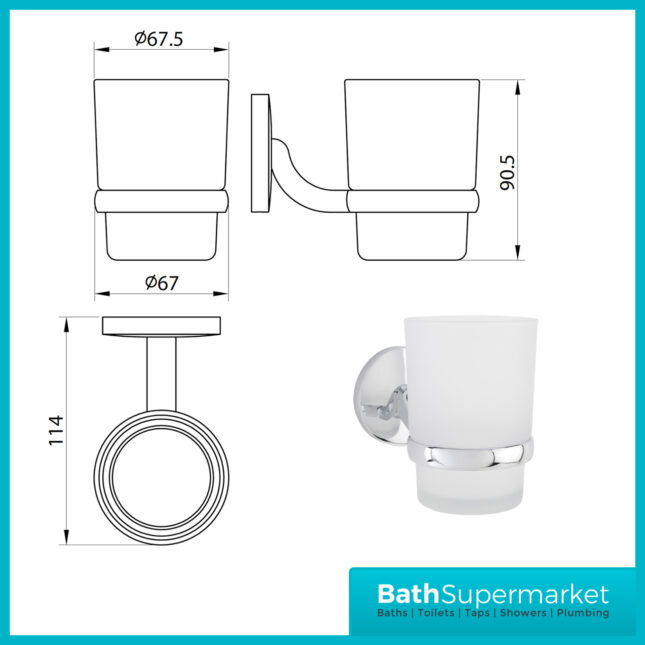 Sognare Como Round Chrome Wall Mounted Bathroom Rail Holder Toilet Accessories