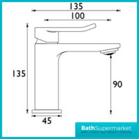 Bristan Saffron Polished Chrome Eco Start Small Mini Basin Mixer Tap With Clicker Waste
