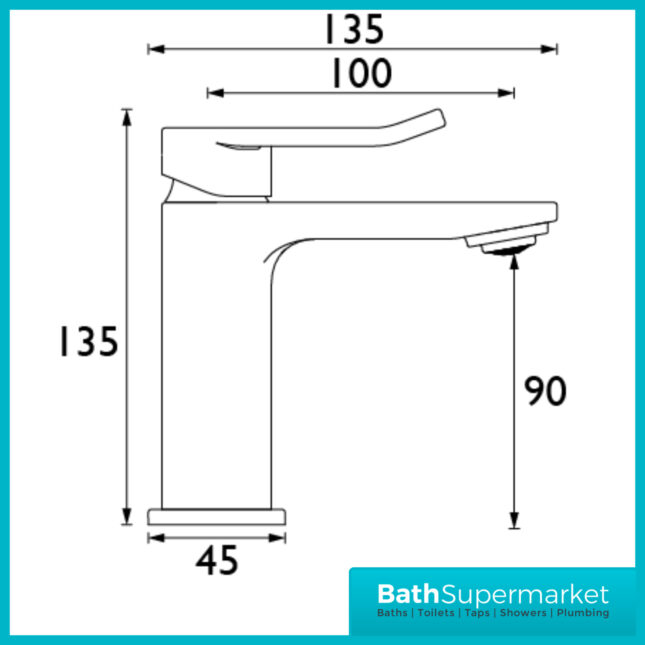 Bristan Saffron Polished Chrome Eco Start Small Mini Basin Mixer Tap With Clicker Waste