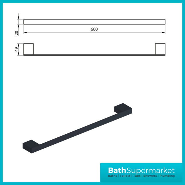 Sognare Como Curved Square Matt Black Bathroom Wall Mounted Toilet Holder Accessories Set