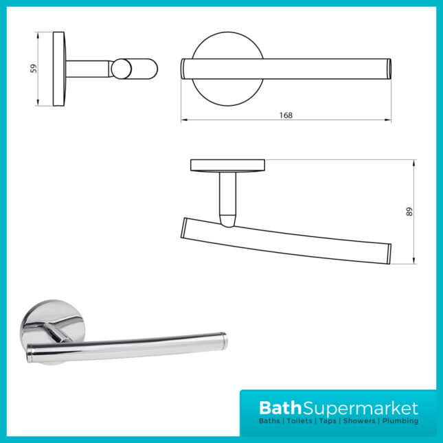 Sognare Como Round Chrome Wall Mounted Bathroom Rail Holder Toilet Accessories