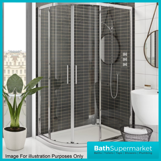 AquaVolere 45mm Profile Offset Quadrant Shower Tray 1200mm x 800mm & Waste