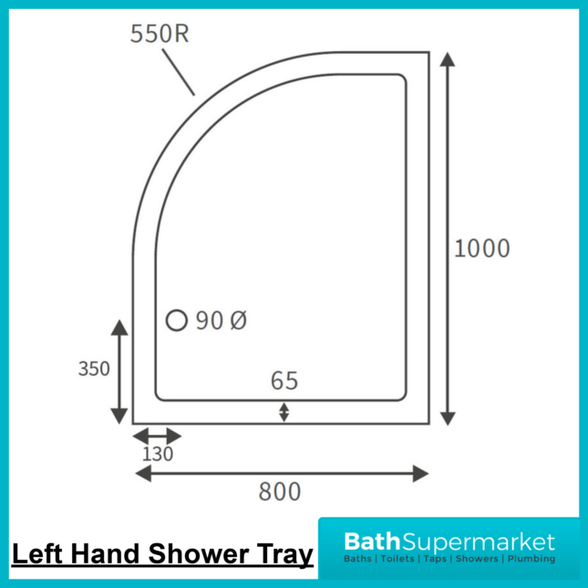 AquaVolere 45mm Profile Offset Quadrant Shower Tray 1000mm x 800mm & Waste
