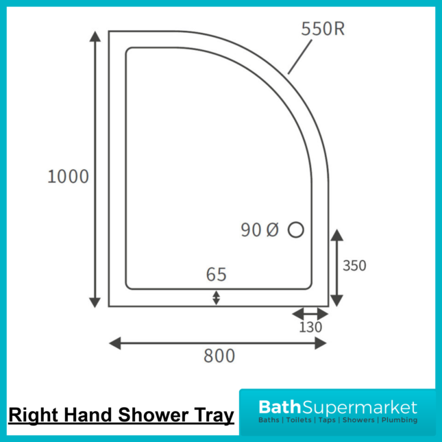 AquaVolere 45mm Profile Offset Quadrant Shower Tray 1000mm x 800mm & Waste
